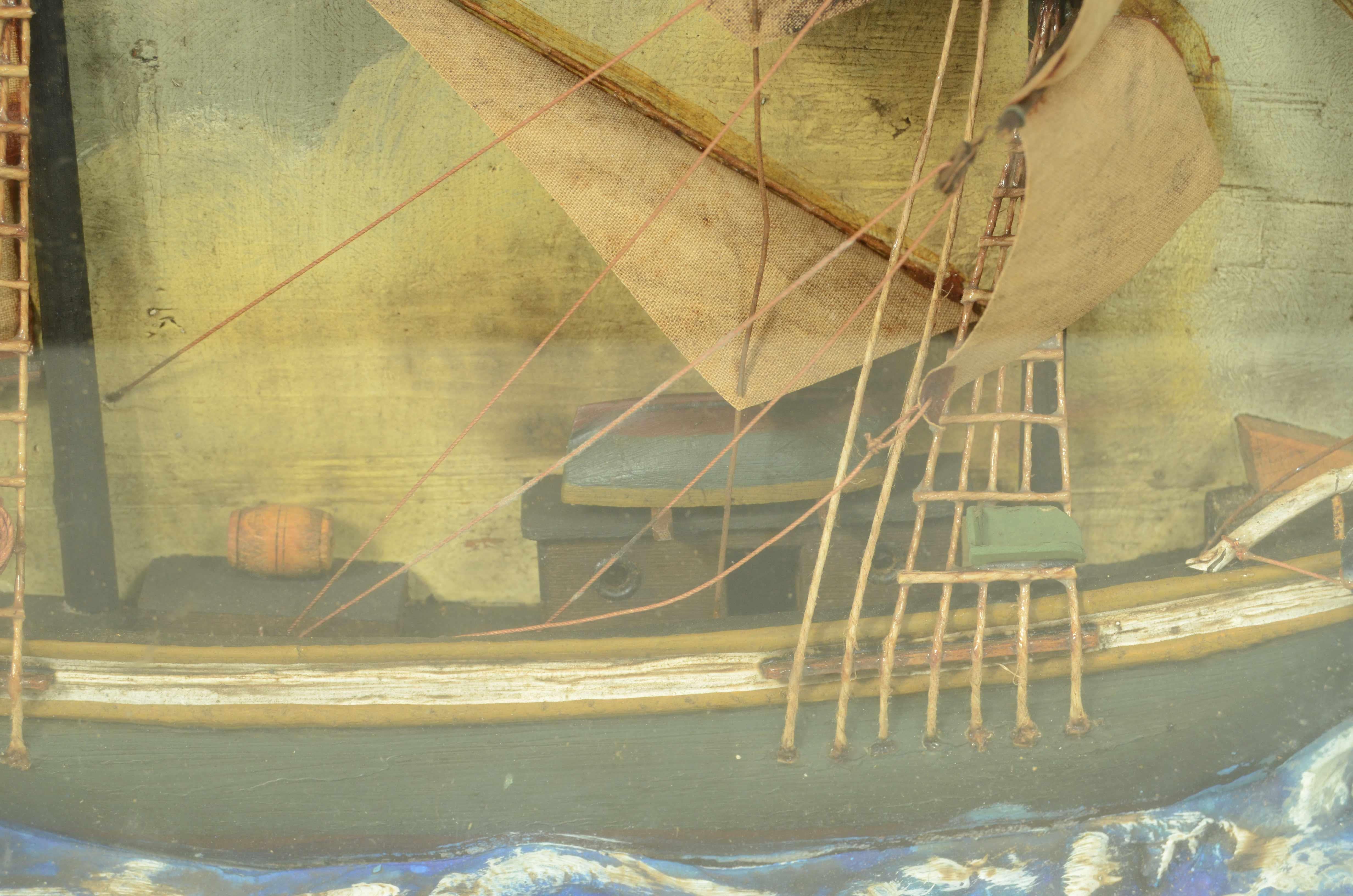 Diorama Nautico in teca di vetro e legno di un Brigantino firmato A. De Gasperi in vendita 1