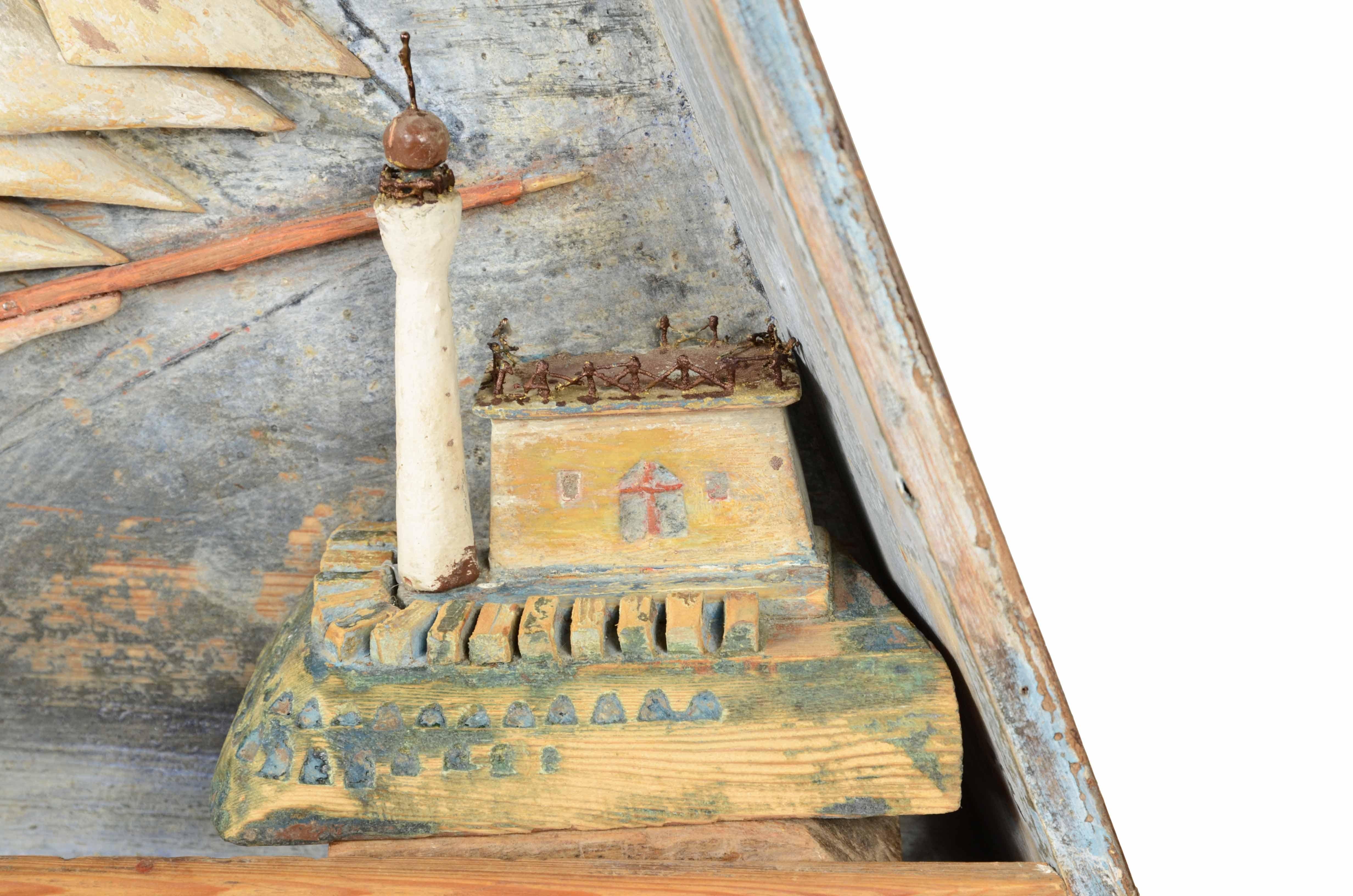 Wood Diorama nautico raffigurante il mezzo scafo Rosina Siele Trapani Sicilia 1908 For Sale