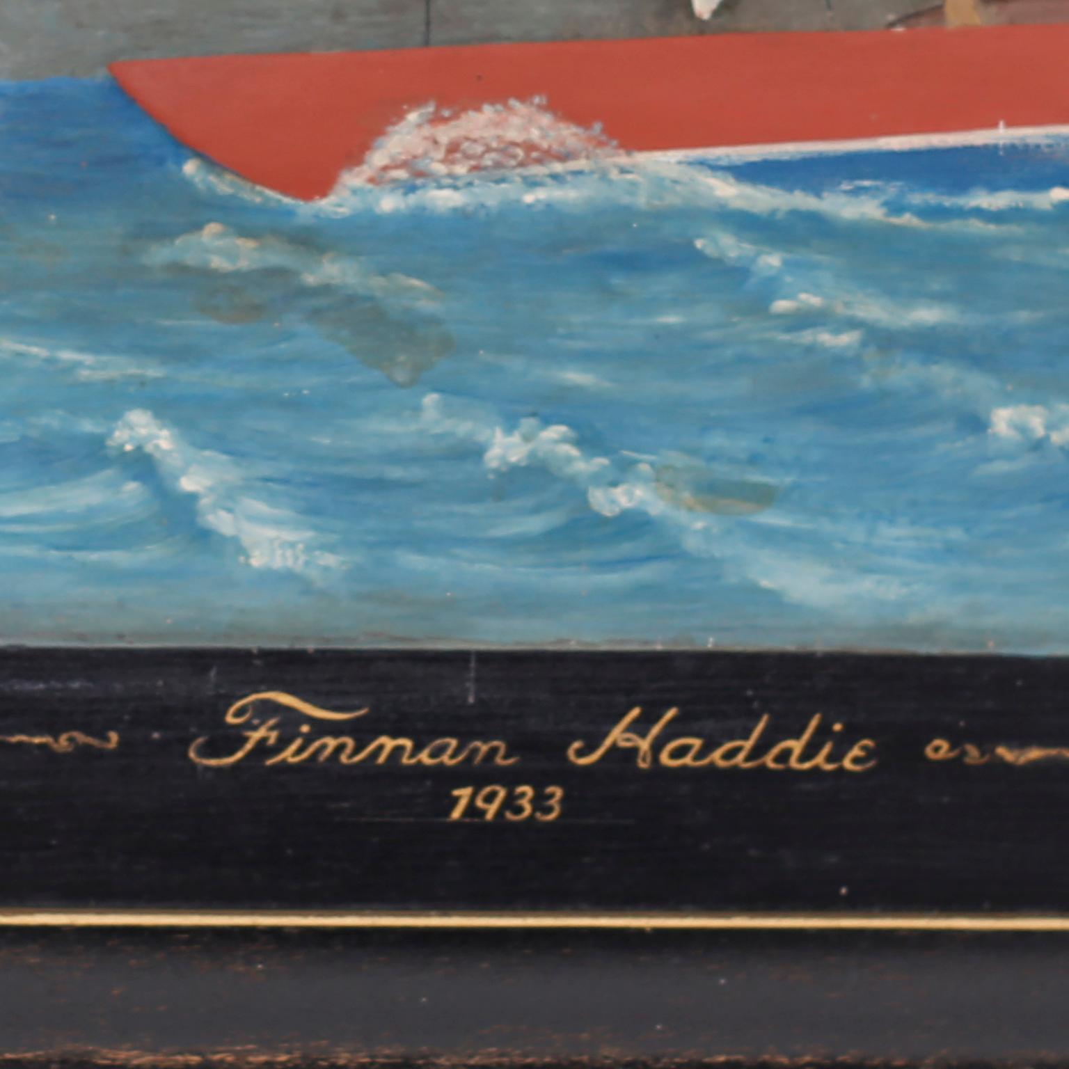 Diorama of a Sailboat on a Lake, Dated 1933 In Good Condition In Palm Beach, FL