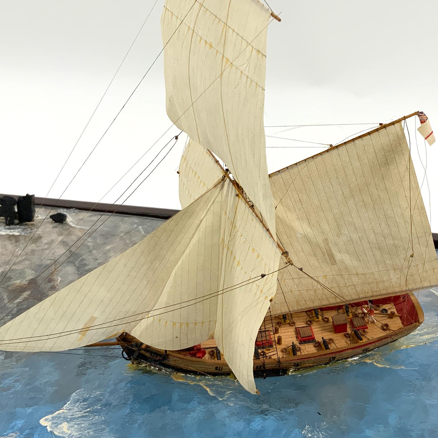 Diorama Showing Ten Gun Royal Navy Vessel 