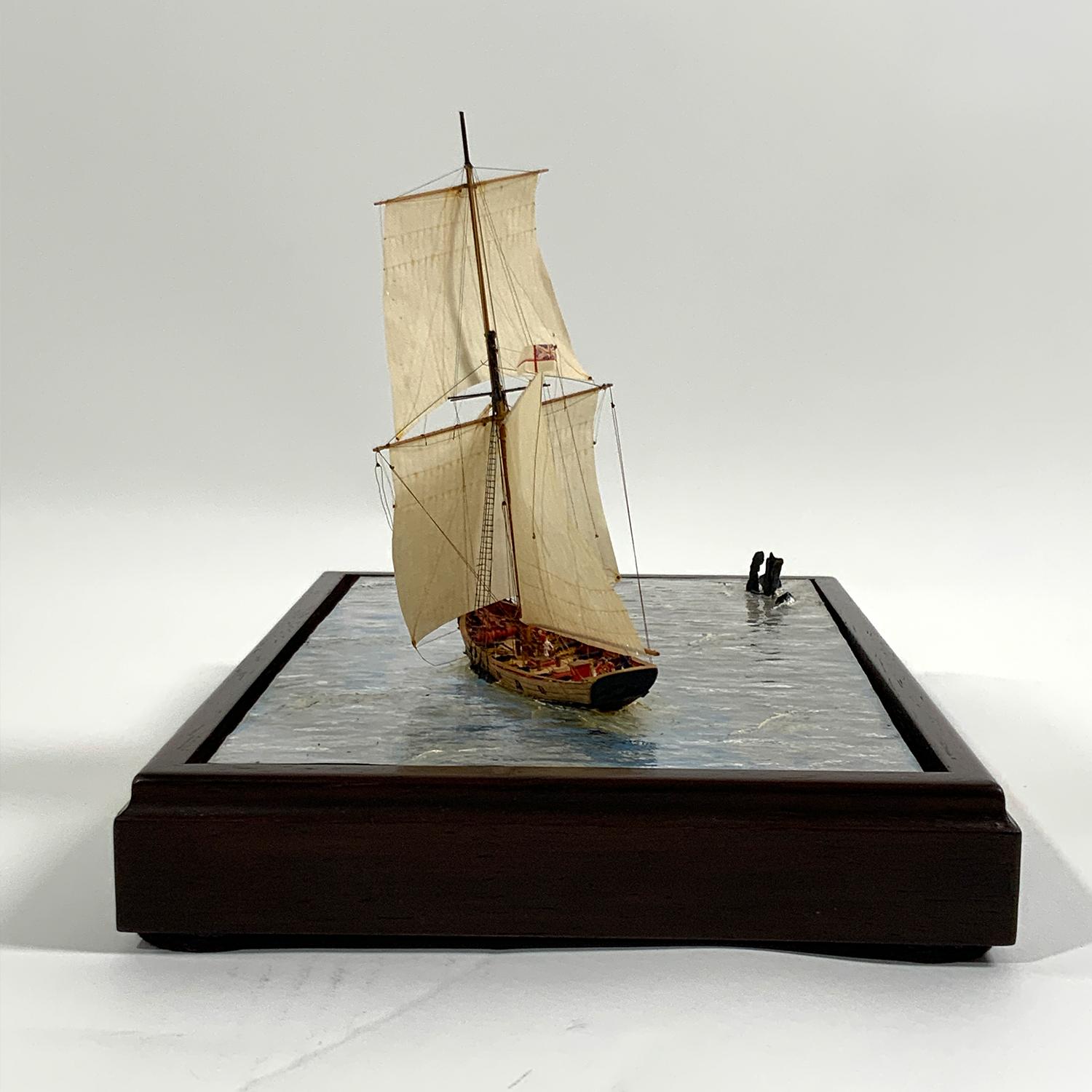 Diorama Showing Ten Gun Royal Navy Vessel 