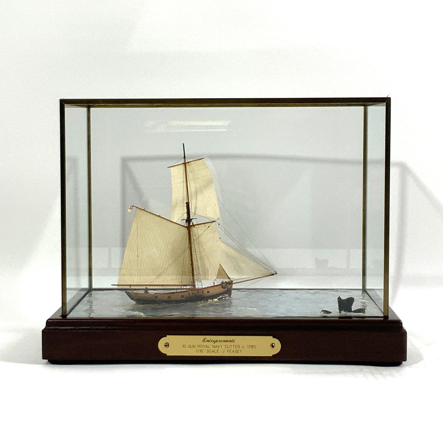 Diorama - Vase de la marine royale à dix canons « Entreprenante » Excellent état - En vente à Norwell, MA