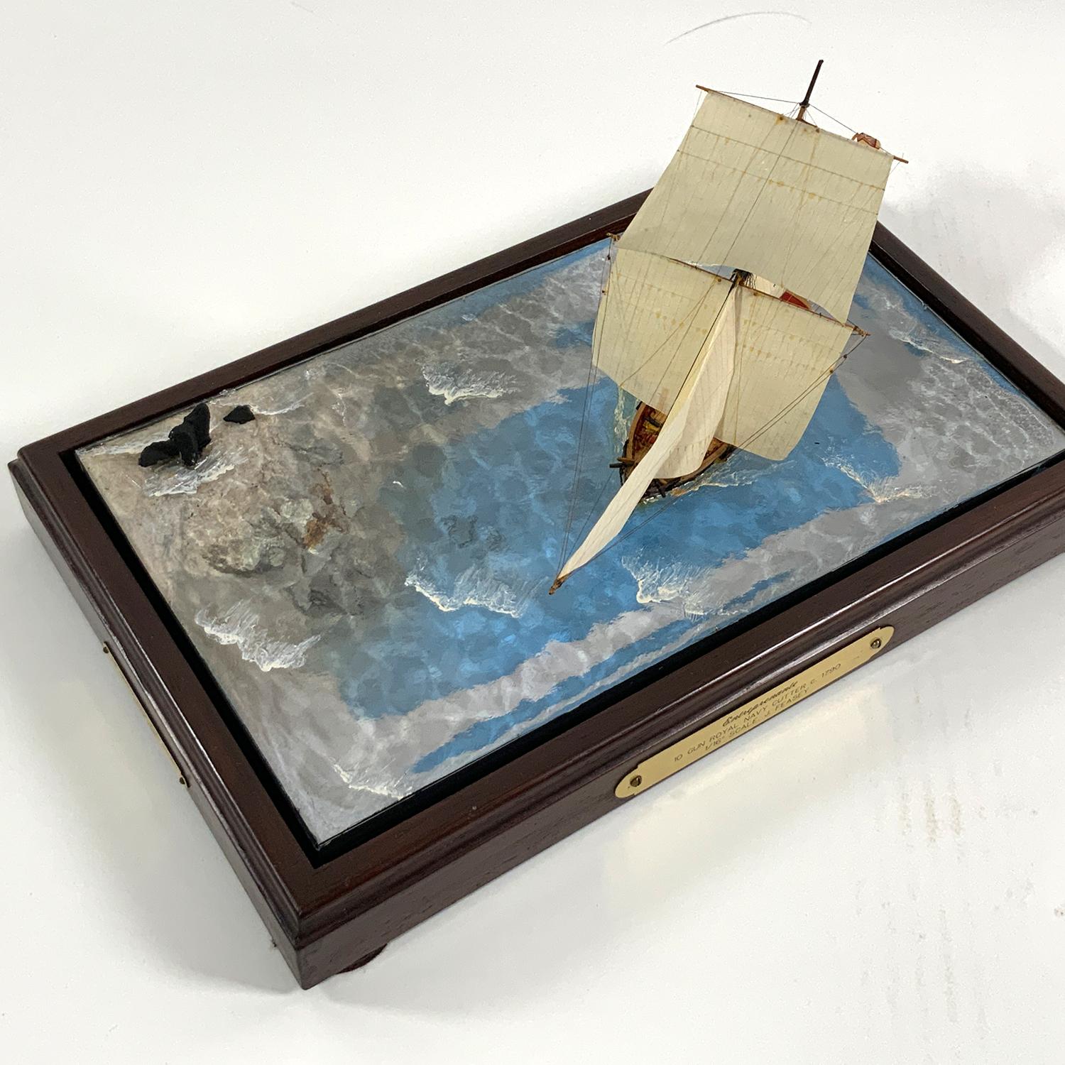 Wood Diorama Showing Ten Gun Royal Navy Vessel 