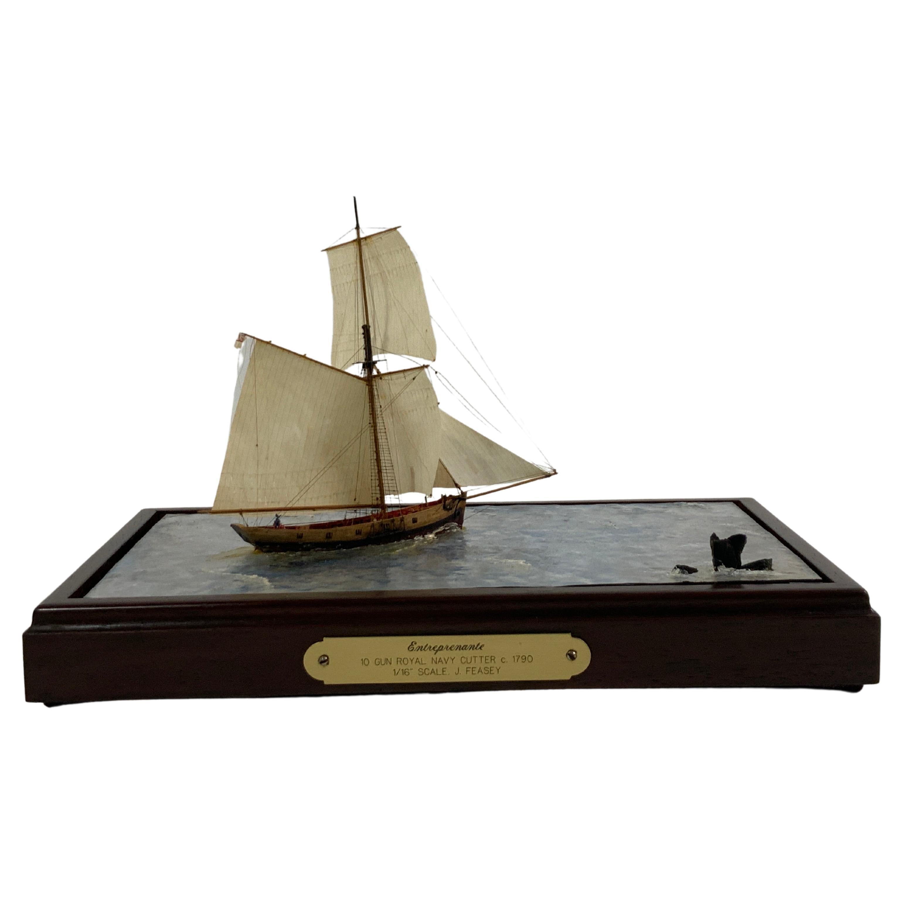 Diorama Showing Ten Gun Royal Navy Vessel "Entreprenante" For Sale