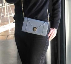 Diorama Wallet On Chain Blue Lizard Effect Leather