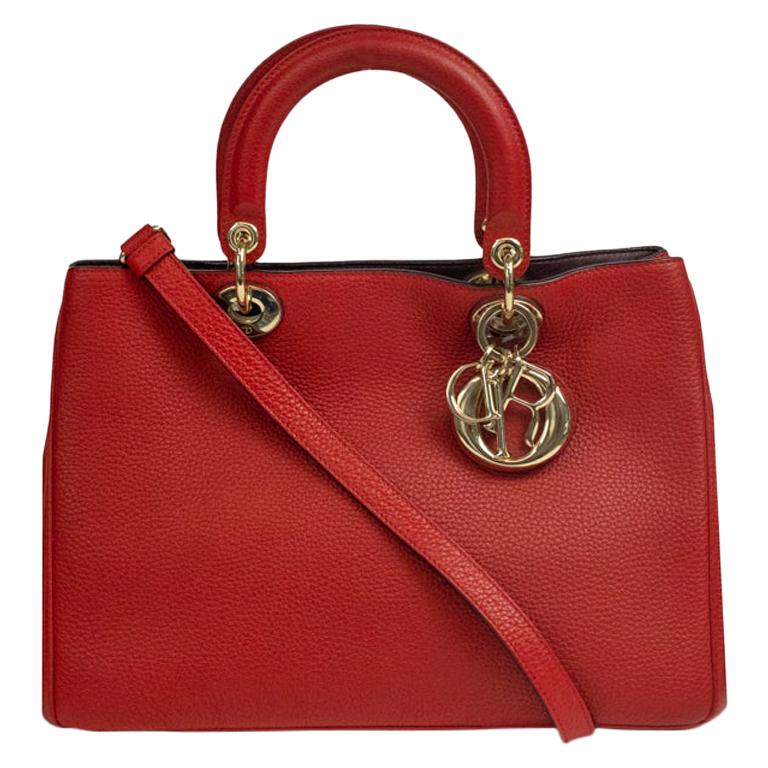 Dior Red Cannage Leather Miss Dior Shoulder Bag at 1stDibs