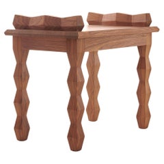 Neoclassical Cubist Polygonal Walnut Seat Faceted Classical Classic Contemporary