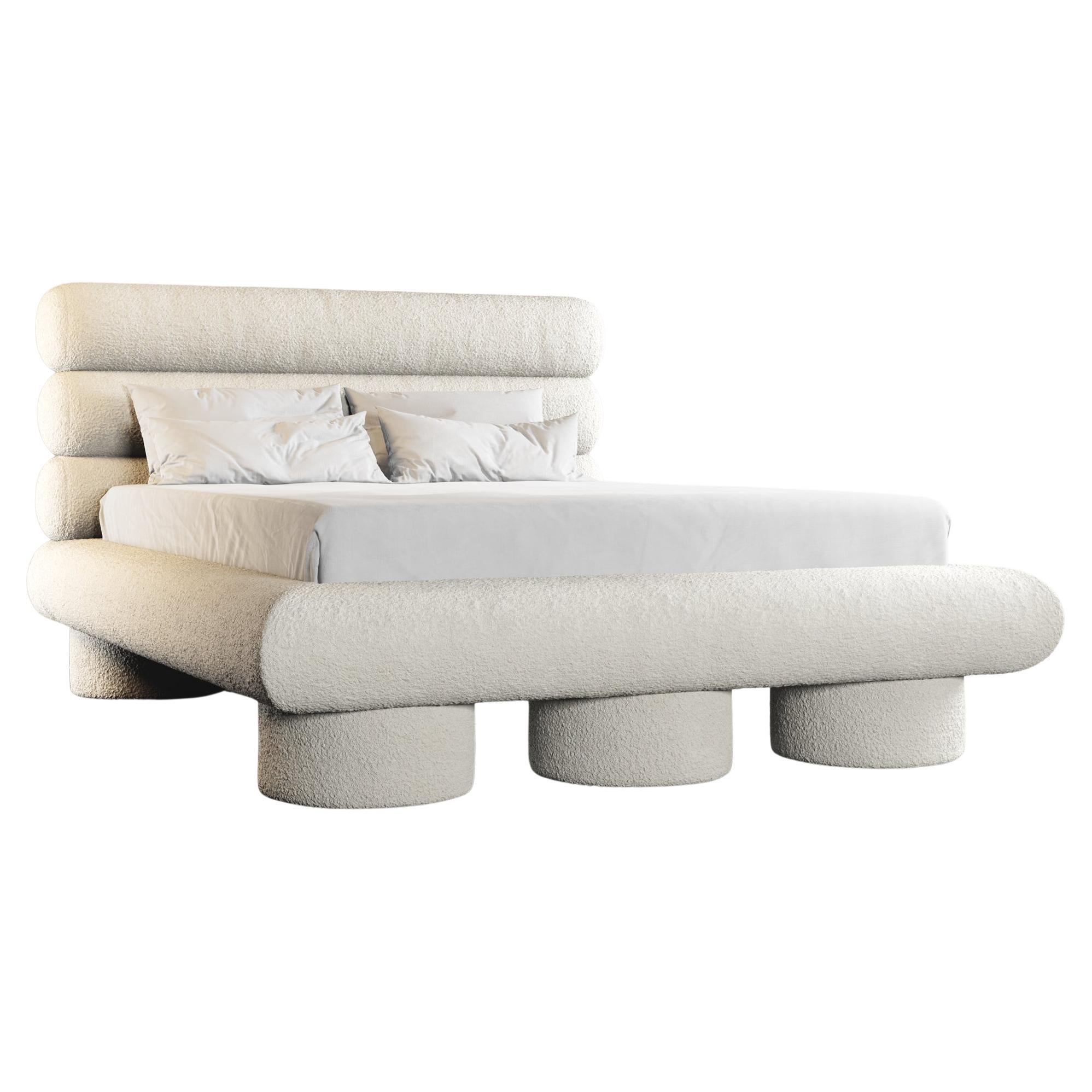 Dip-Bett – modernes Design in Wolken-Boucle