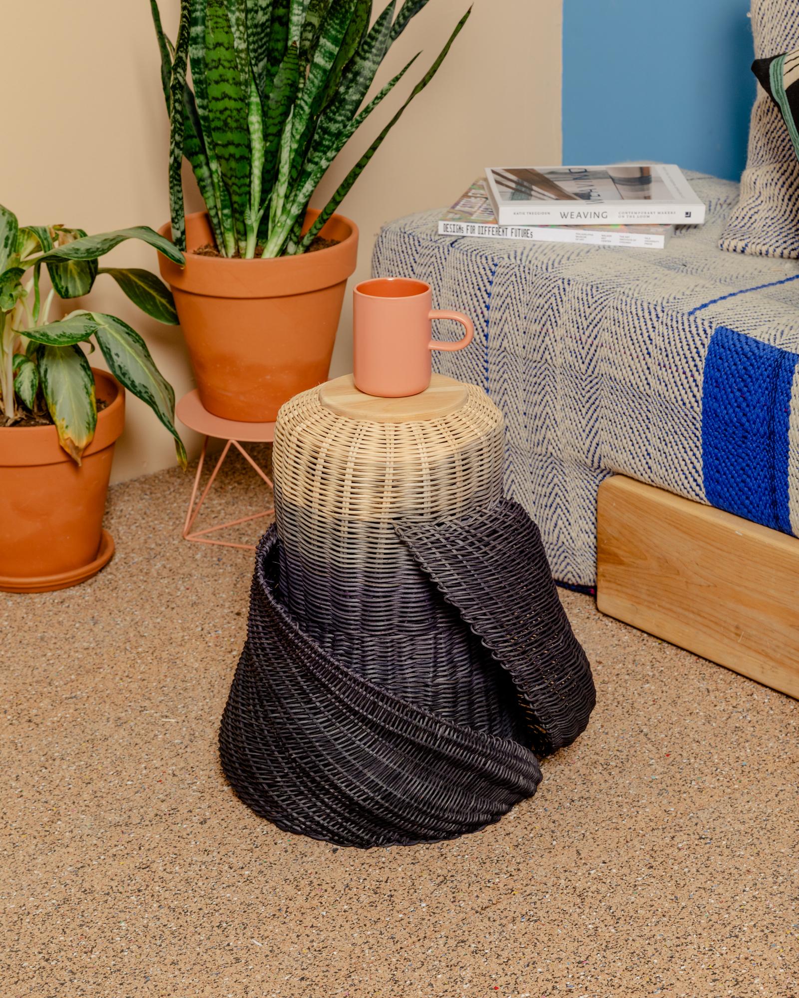 Dip Dye Woven Side Table In New Condition In Chicago, IL