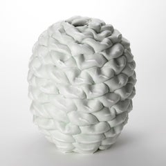 Dip Fold II, green & white porcelain/stoneware/parian artwork by Steven Edwards