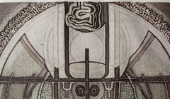 Ohne Titel, Radierung auf Papier, Blau, Grün des indischen Künstlers Dipak Banerjee - Auf Lager