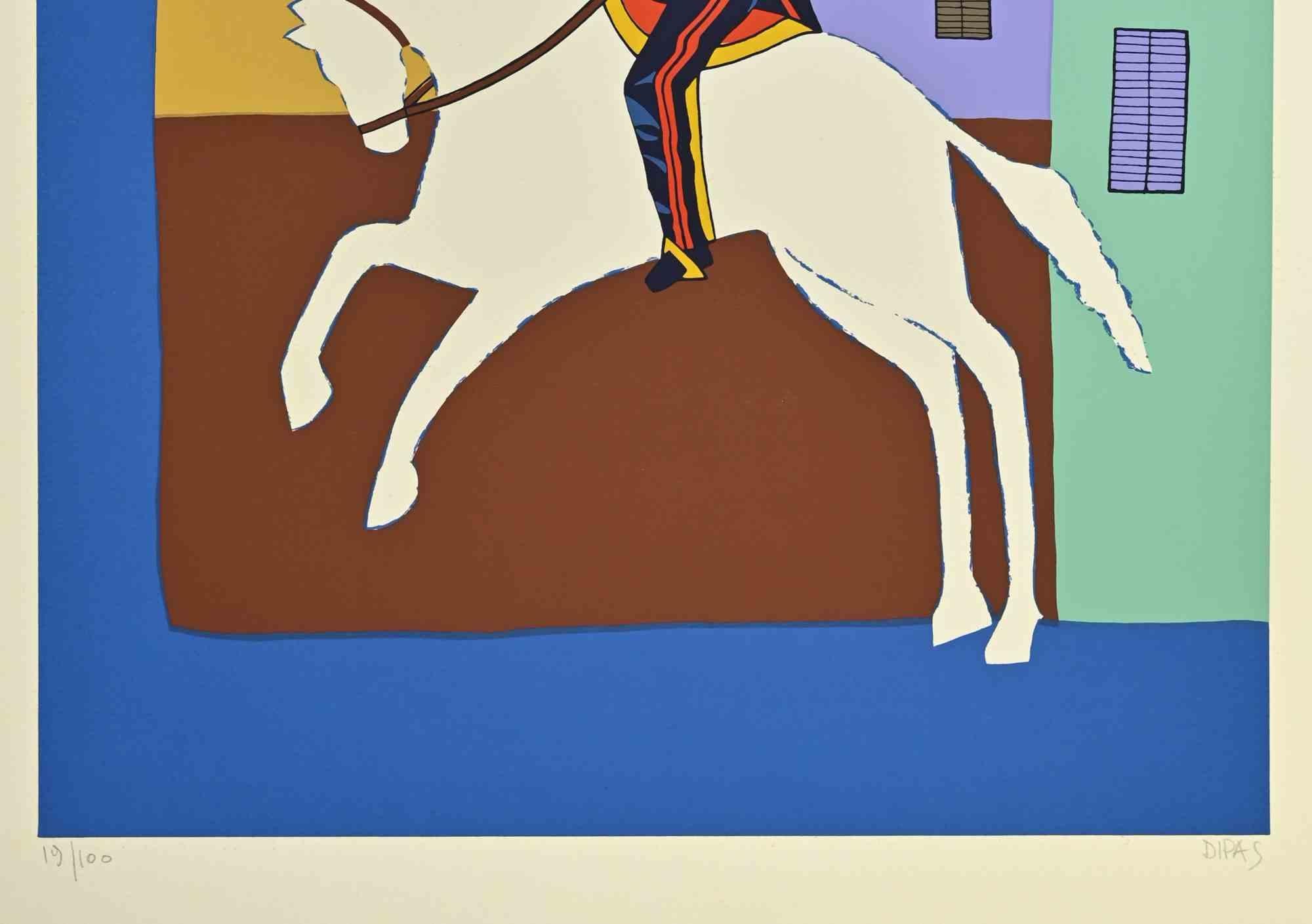 Carabinier on Horse - Screen Print by Dipas - 1970s For Sale 1