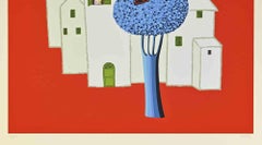 On the Blue Tree - Screenprint by Dipas - 1970s