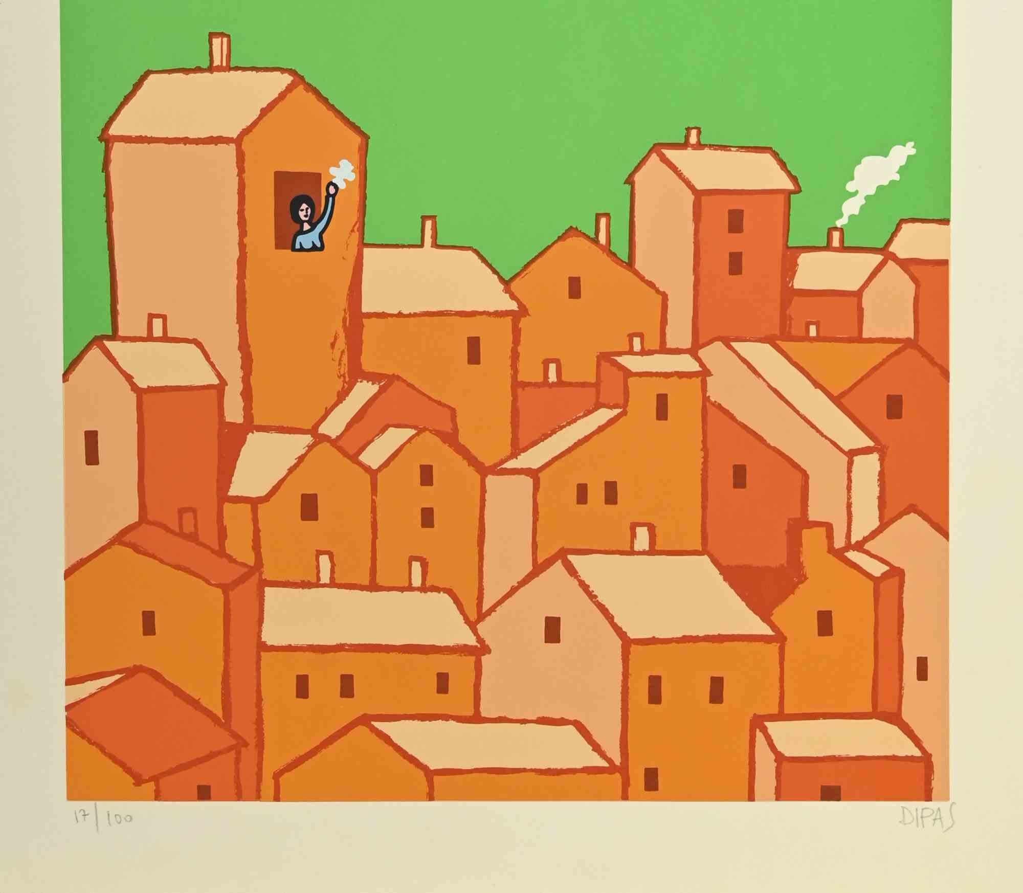 The Greeting - Screenprint by Dipas - 1970s For Sale 1