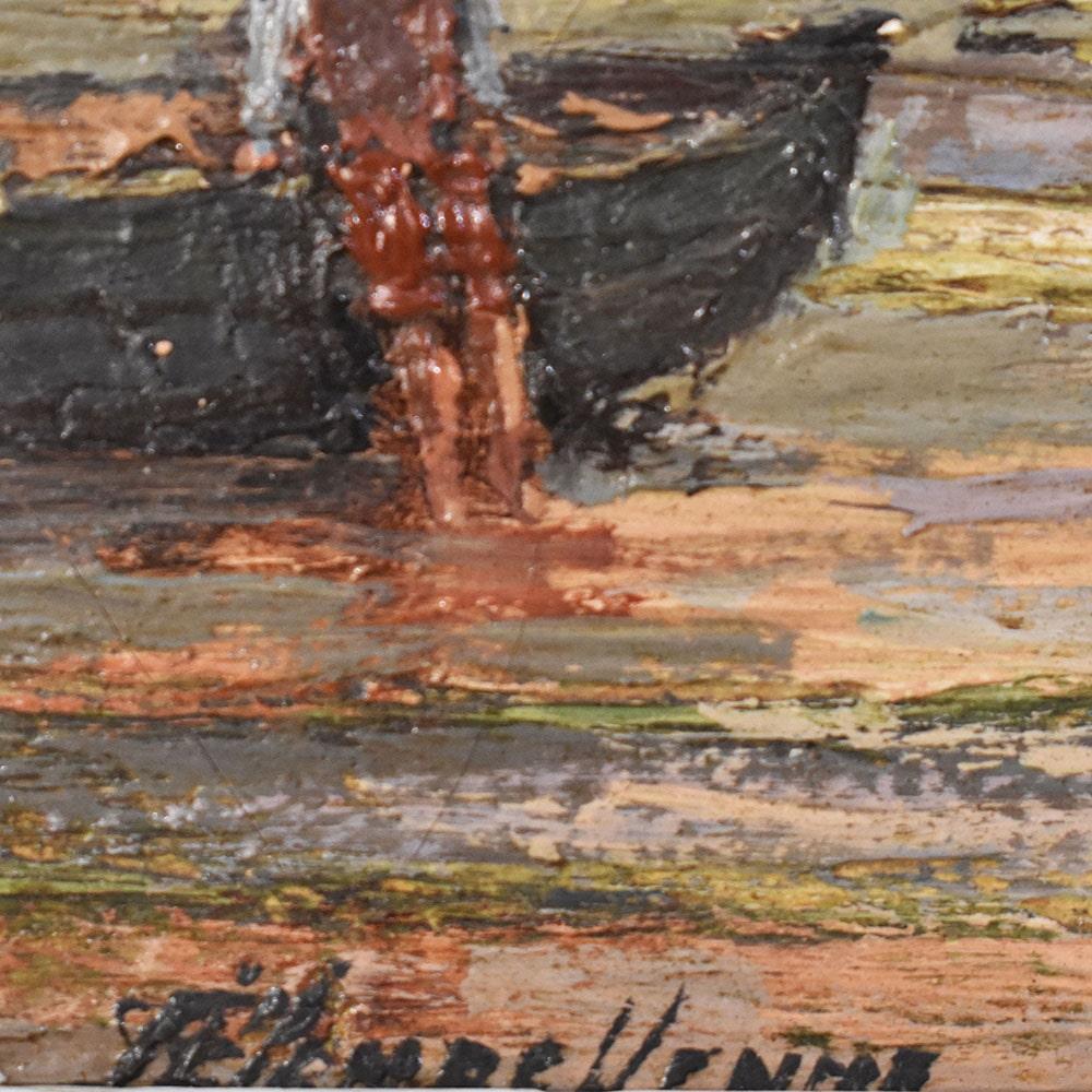Antique Paintings With Marine, Sea and Boat, Small Oil on Canvas, Late 19th Century For Sale 2