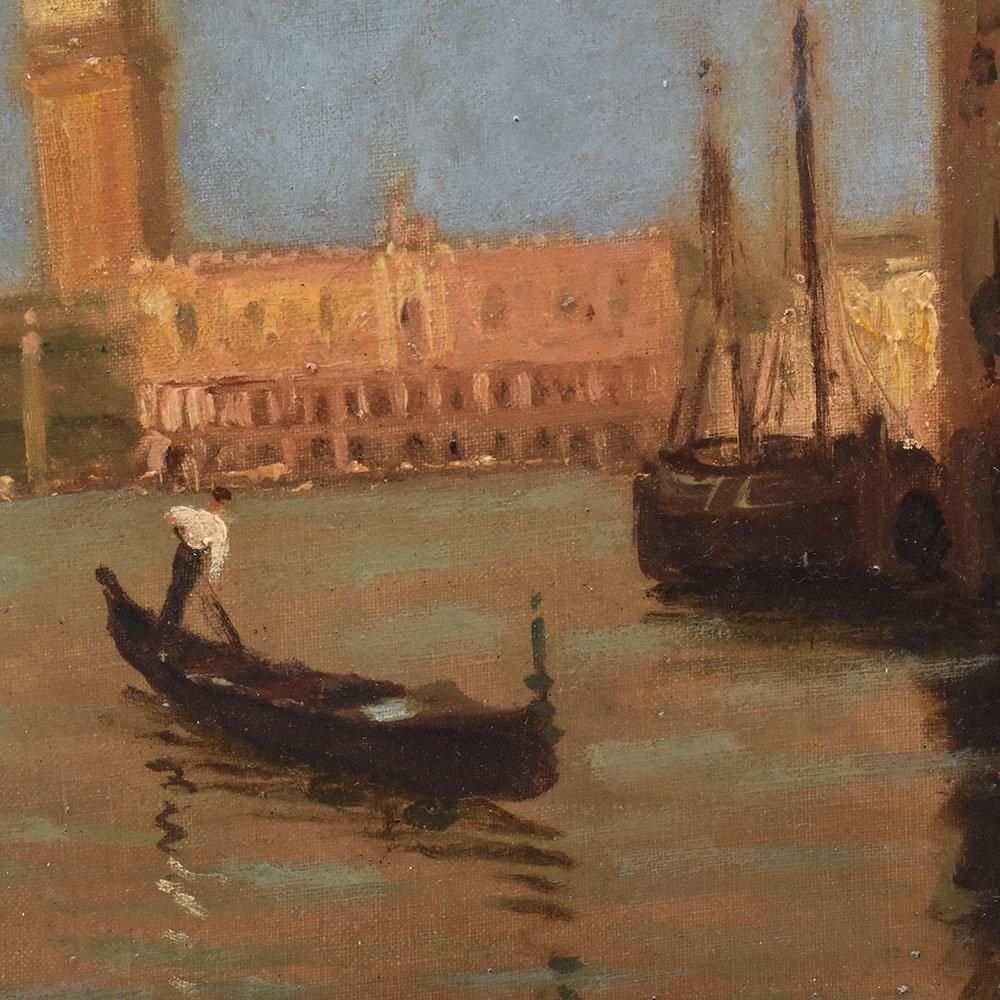 Old Master Paintings With Venice, View Of Venice, Oil On Canvas, 20th Century. In Good Condition For Sale In Breganze, VI