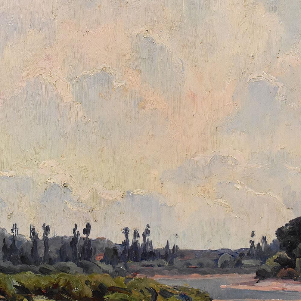  Alte Meister Gemälde Landschaften mit Fluss, Öl auf Leinwand Gemälde, Anfang des 20. Jahrhunderts. (Geölt) im Angebot