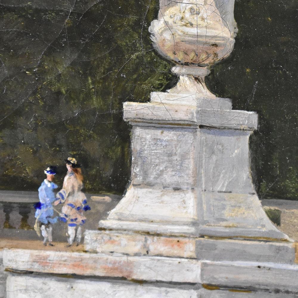 Dipinti Antichi Paesaggi, Parco con Scalinata, Olio Su Tela, Epoca Ottocento. In condizioni buone a Breganze, VI