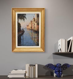 Dipinti Antichi, Quadri Paesaggi Con Veduta Di Venezia, Olio Su Tela, XX Secolo