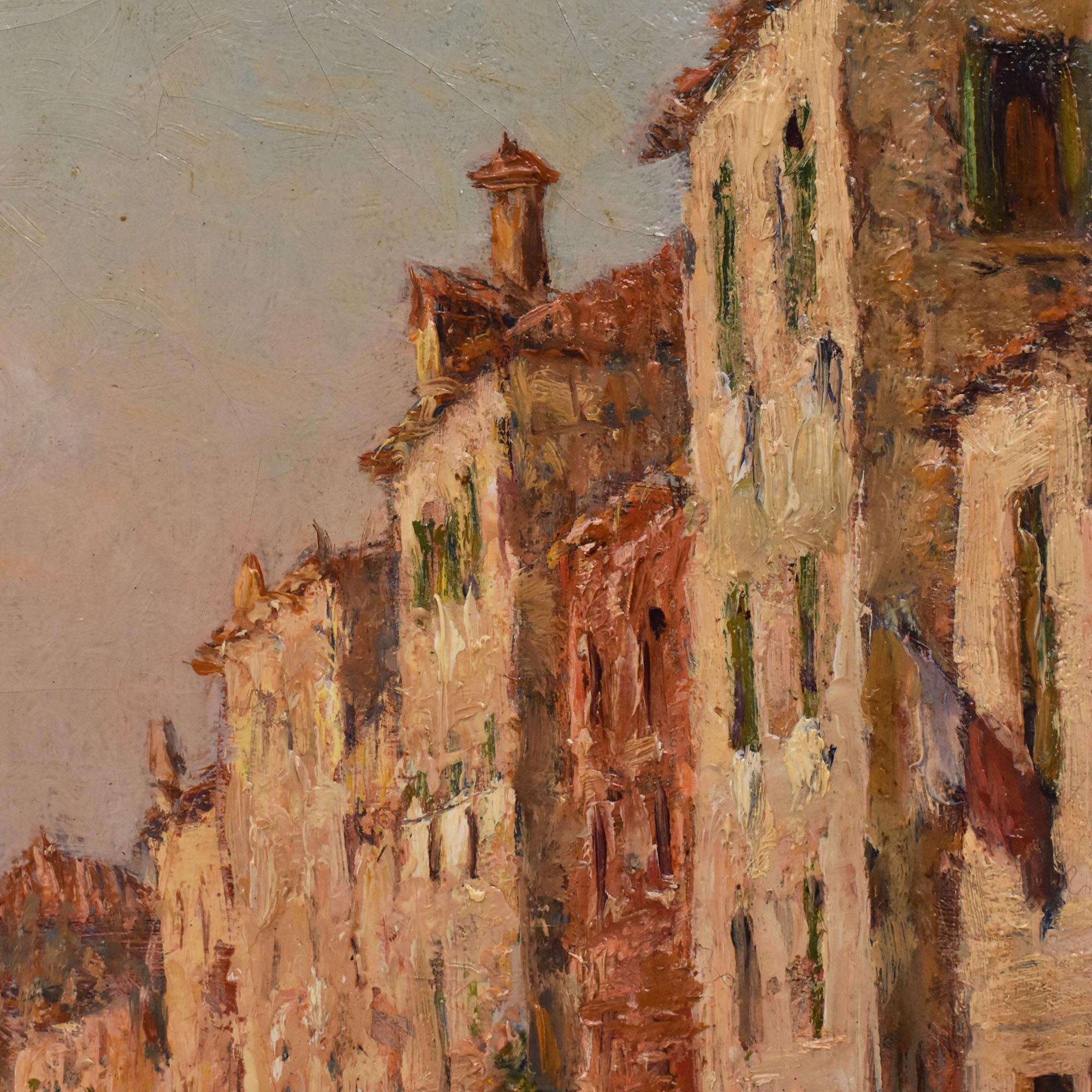 Gemälde Alter Meister, Landschaftsgemälde mit Blick auf Venedig, Öl auf Leinwand, 20 (20th Century) im Angebot