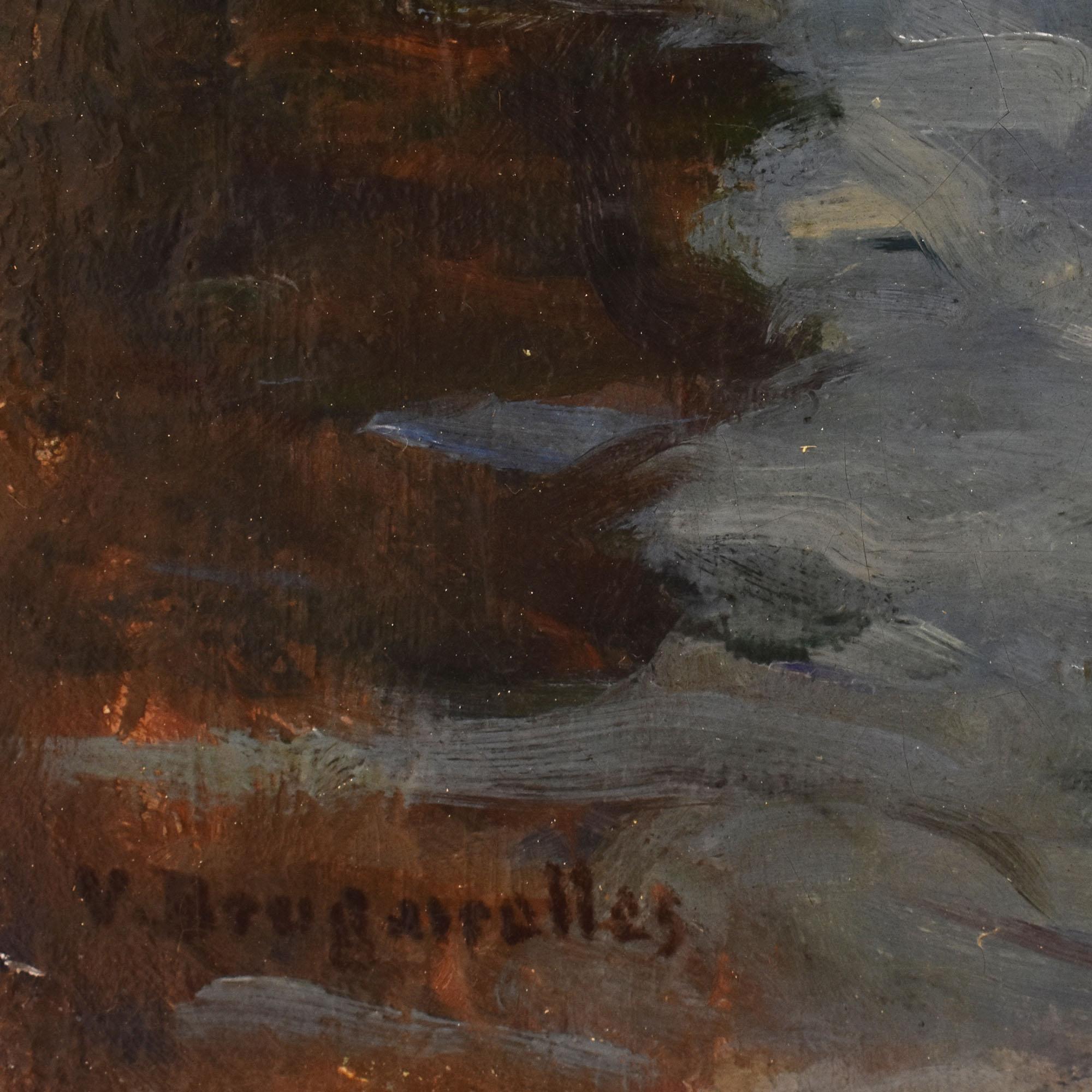 Gemälde Alter Meister, Landschaftsgemälde mit Blick auf Venedig, Öl auf Leinwand, 20 im Angebot 2