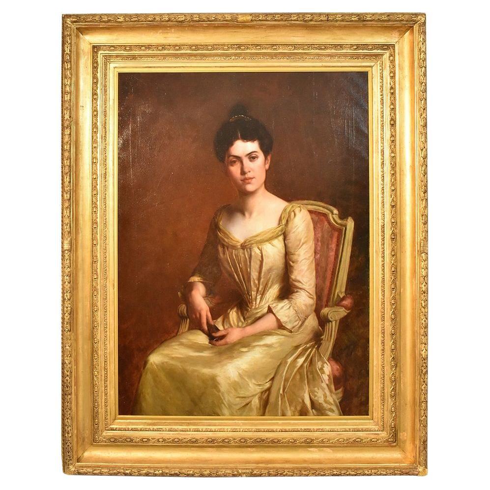 Old Master Paintings, Portraits Of Elegant Ladies, Oil On Canvas, Portrait Of A Woman, 19th
