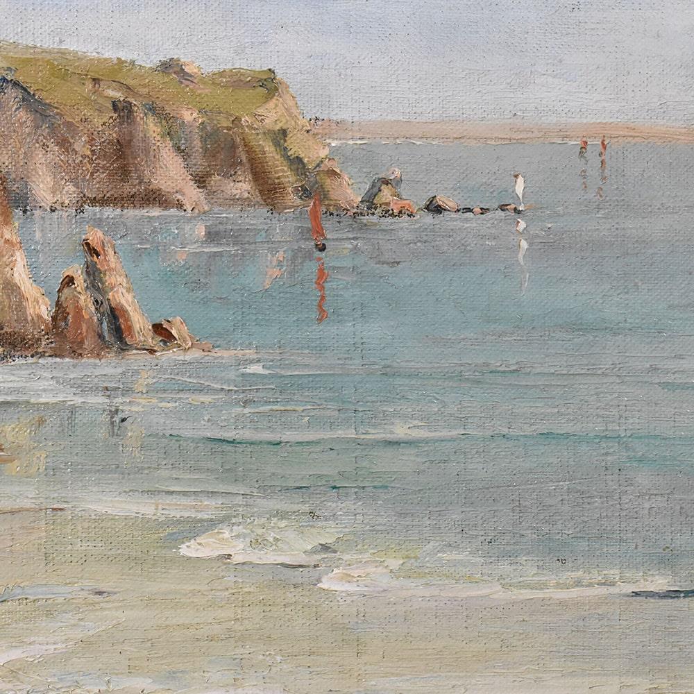 Mid-Century Modern Marine Paintings, Rocky Coast, Mediterranean Sea, French Painting, 20th Century. For Sale
