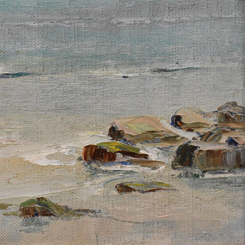 Marine Paintings, Rocky Coast, Mediterranean Sea, French Painting, 20th Century. In Good Condition For Sale In Breganze, VI