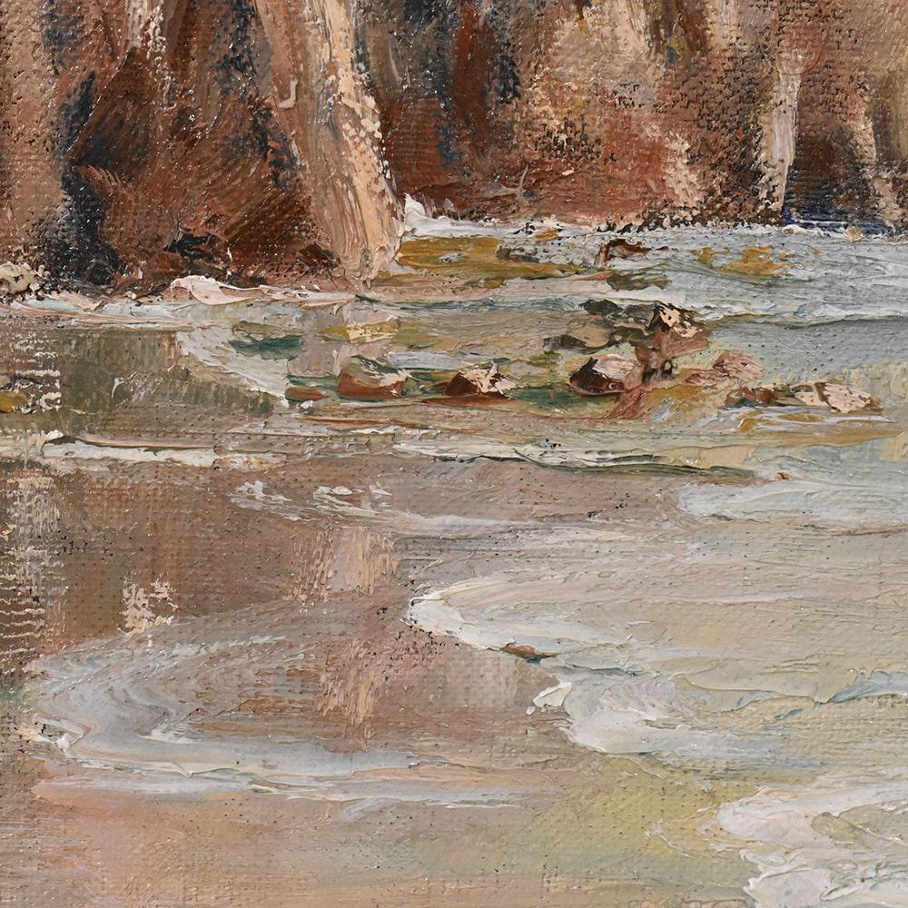 Canvas Marine Paintings, Rocky Coast, Mediterranean Sea, French Painting, 20th Century. For Sale