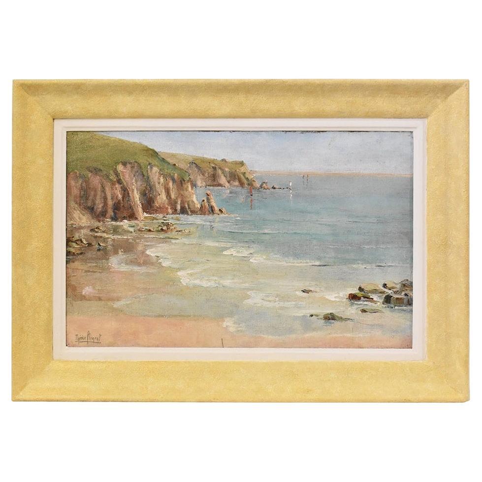 Marine Paintings, Rocky Coast, Mediterranean Sea, French Painting, 20th Century. For Sale