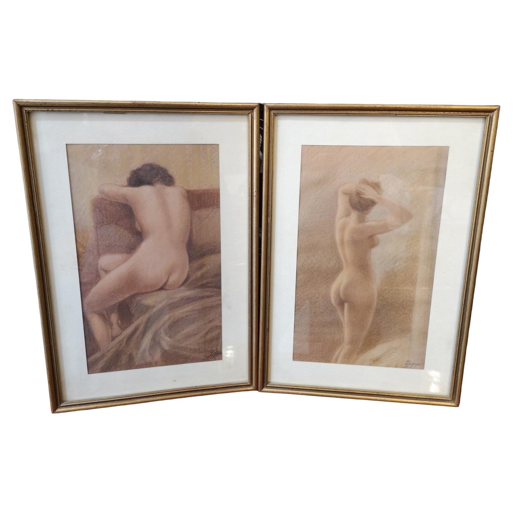 Peintures représentant une "étude de nu" par Luigi Biggi en vente