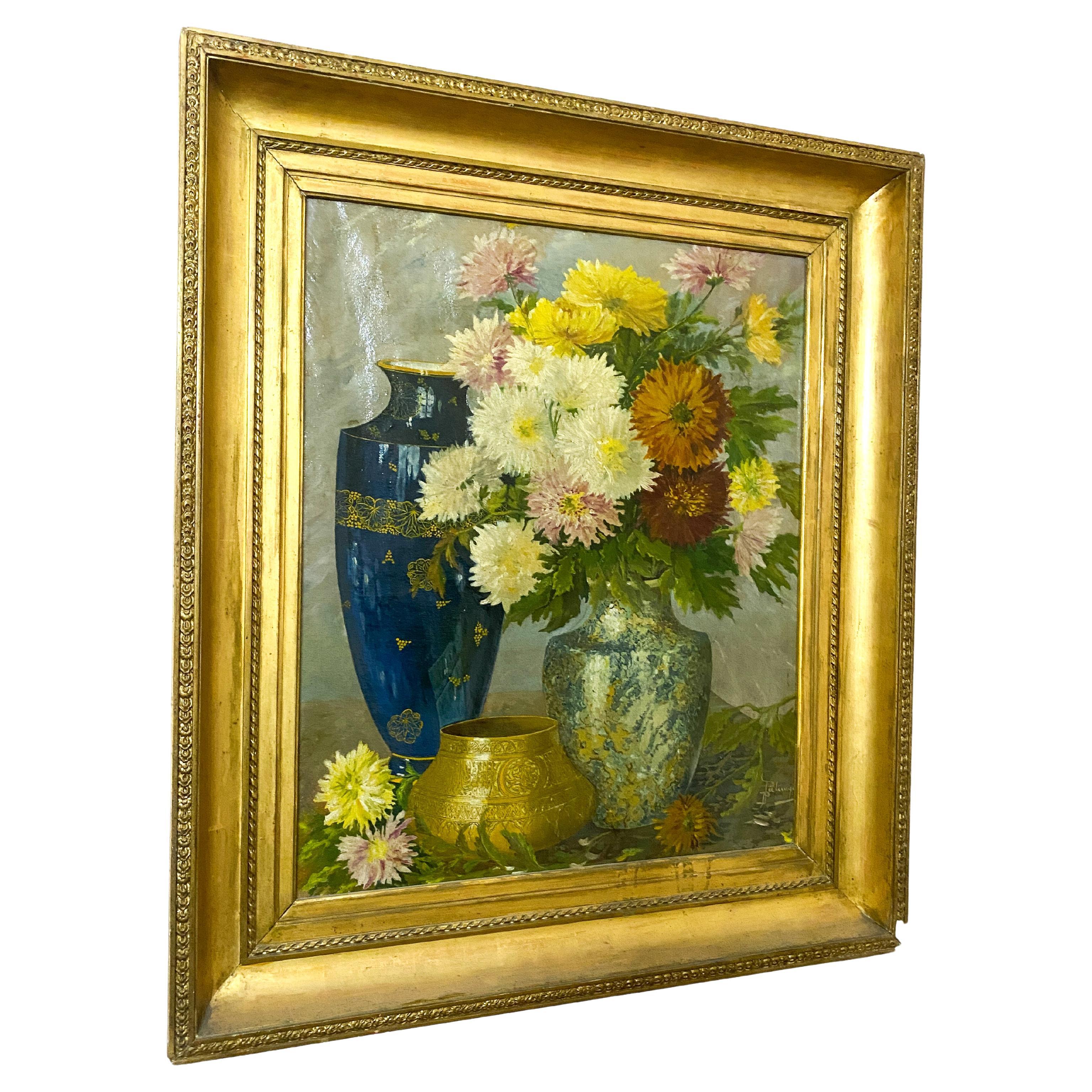 Oil painting "Still Life" signed france 1950s For Sale