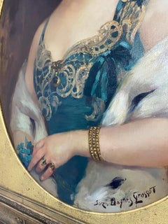 Dipinto a olio "Ritratto di donna" firmato Suzanne Daynes Grassot, Francia 1920