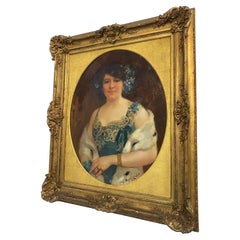  Dipinto a olio "Ritratto di donna" firmato Suzanne Daynes Grassot, Francia 1920