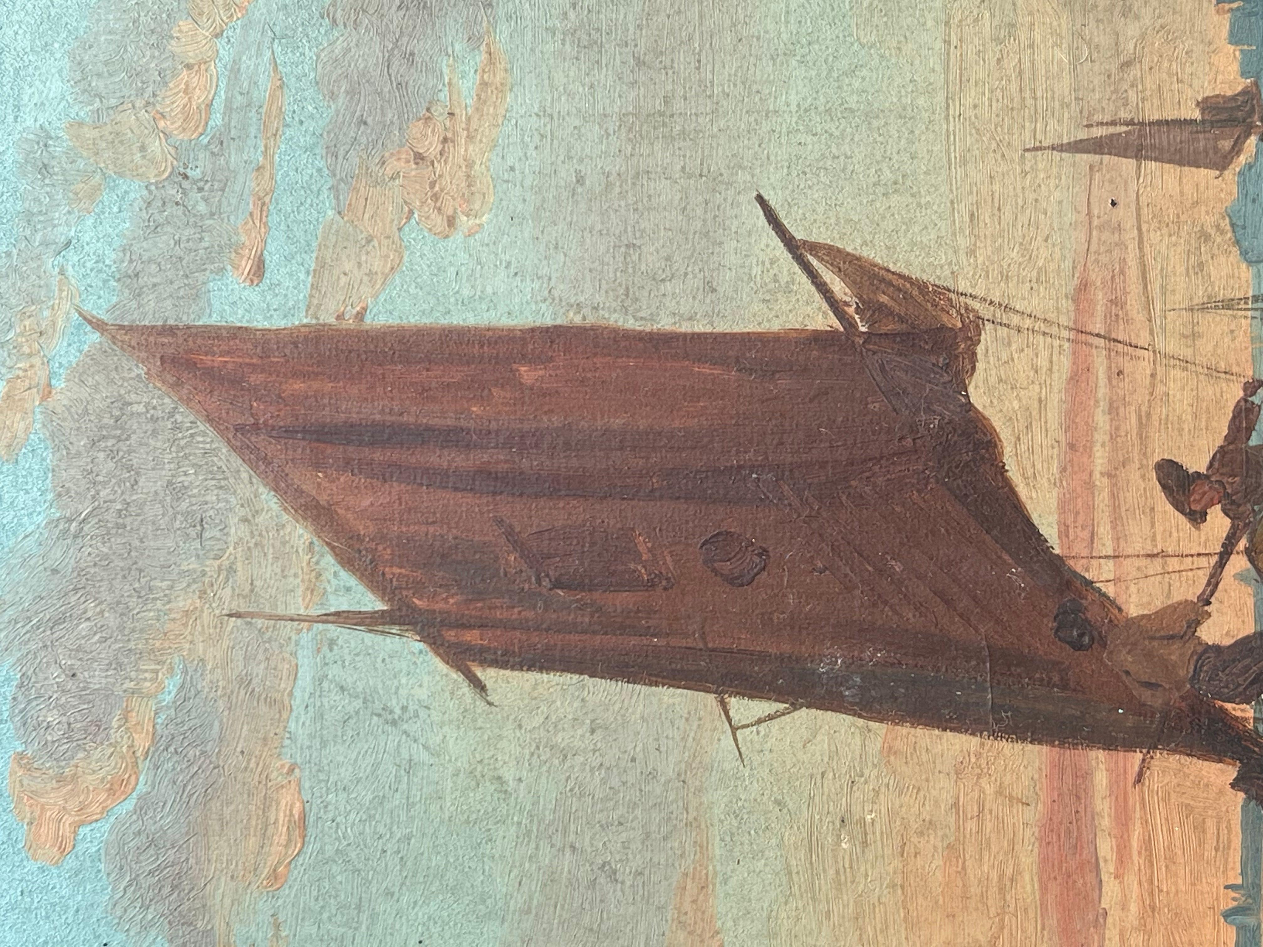 Dipinto Acquarello Su Carta Raffigurazione Di Barca a Vela Artista Francese, Co For Sale 2