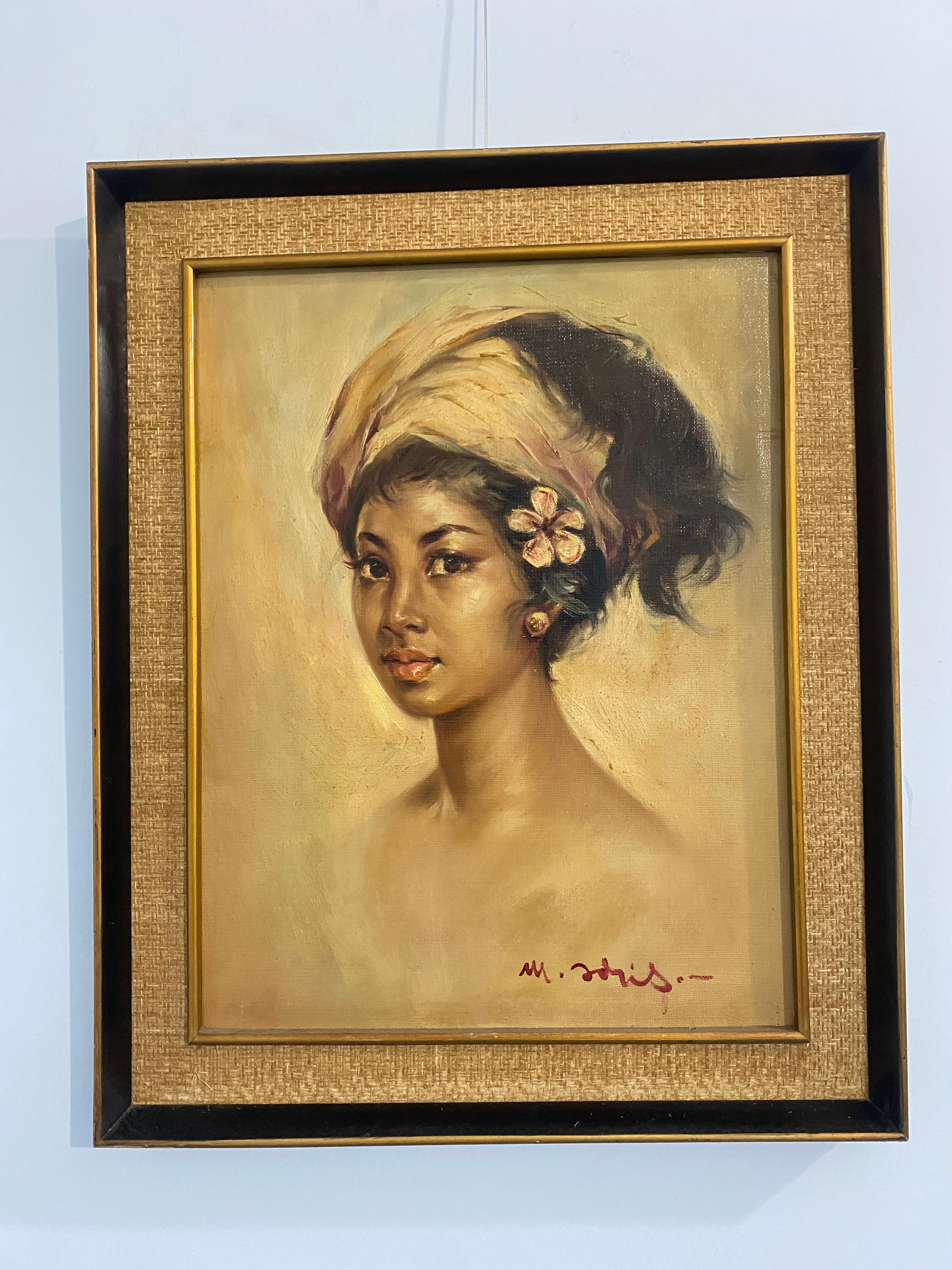 Oiled French oil painting 1950s 