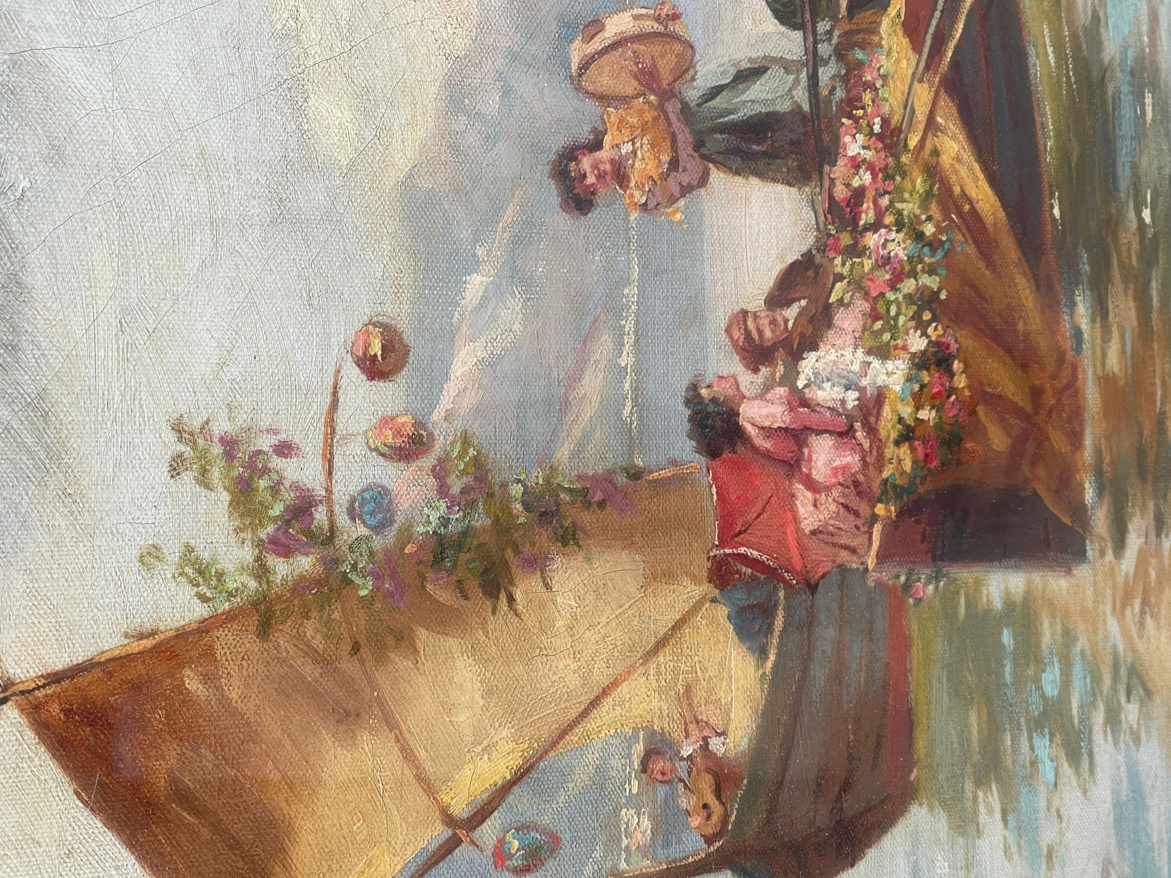 Italian dipinto Adolfo Polaroli, raffigurazione napoletana di pescatori -olio su tela For Sale