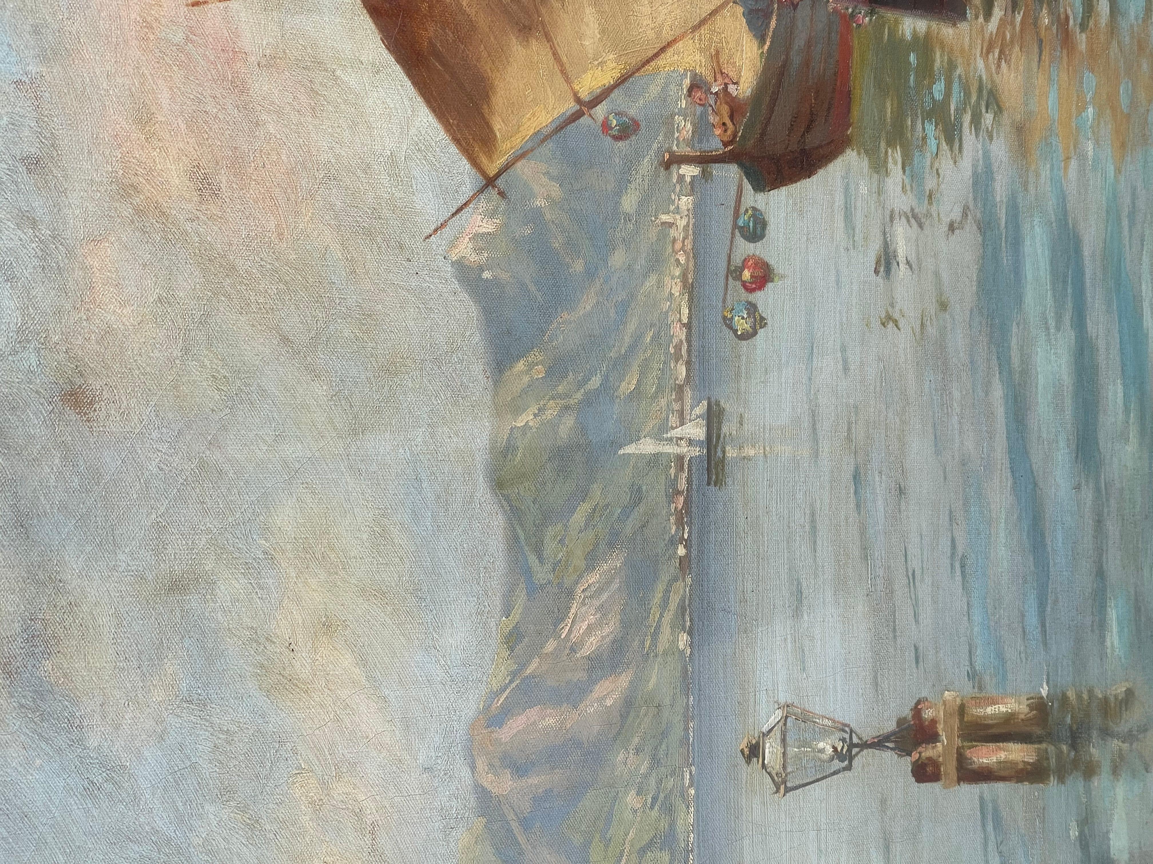 dipinto Adolfo Polaroli, raffigurazione napoletana di pescatori -olio su tela In Excellent Condition For Sale In Milano, MI
