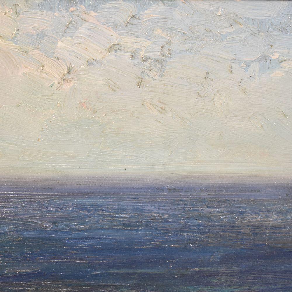 A olio Dipinto Antico, Art Deco, Marina, Onde Spumeggianti E Scogliera, Olio Su Tela. in vendita