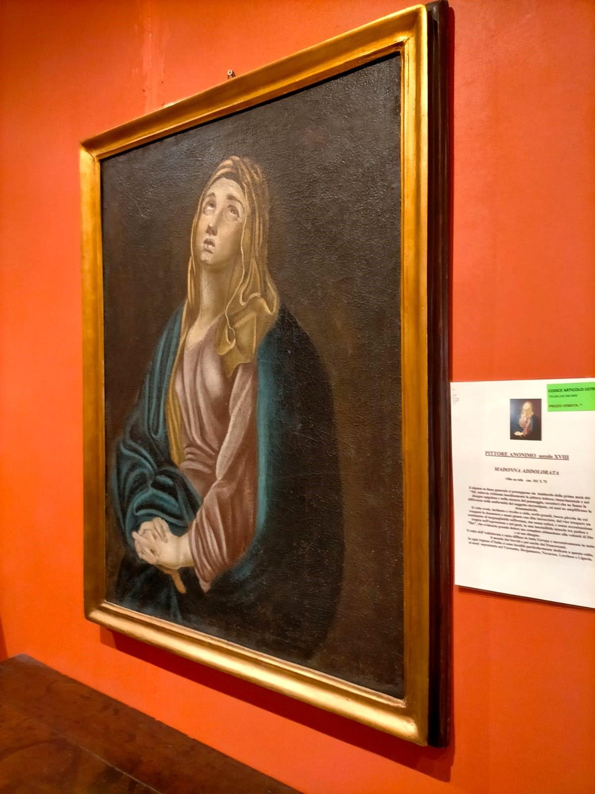 European Dipinto antico Madonna Addolorata secolo XVIII in vendita