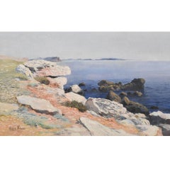 Dipinto Antico, Marina Con Costa Rocciosa, Costa Azzurra,  Località Bandol, XX.