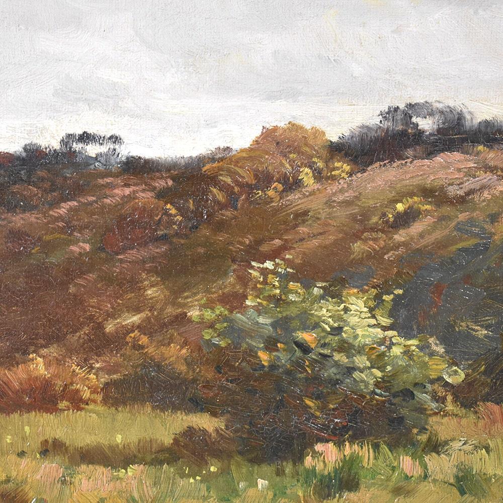 Pintura Antigua, Pintura Con Paisaje Y Pequeño Lago, Oleo Sobre Lienzo,  Siglo XIX. en Bueno estado para la venta en Breganze, VI
