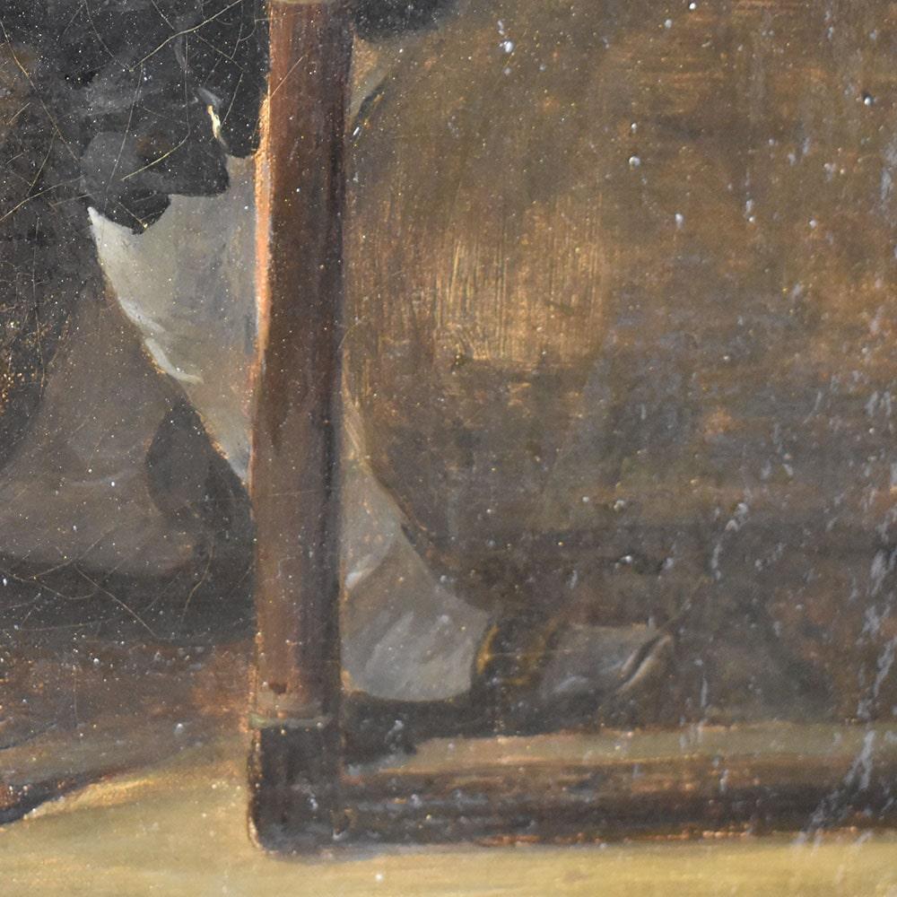 Peinture ancienne, Portrait d'un homme lisant, Huile sur toile, 19ème siècle. Bon état - En vente à Breganze, VI