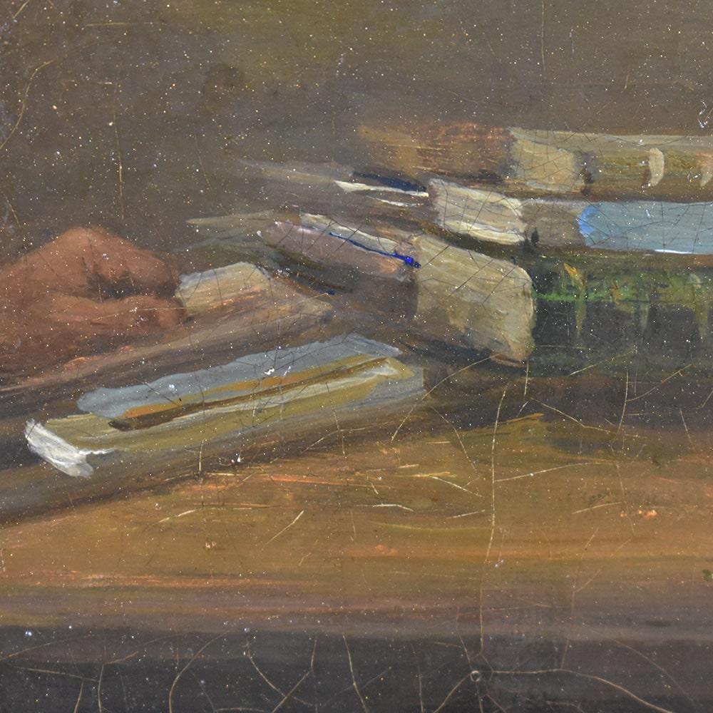XIXe siècle Peinture ancienne, Portrait d'un homme lisant, Huile sur toile, 19ème siècle. en vente