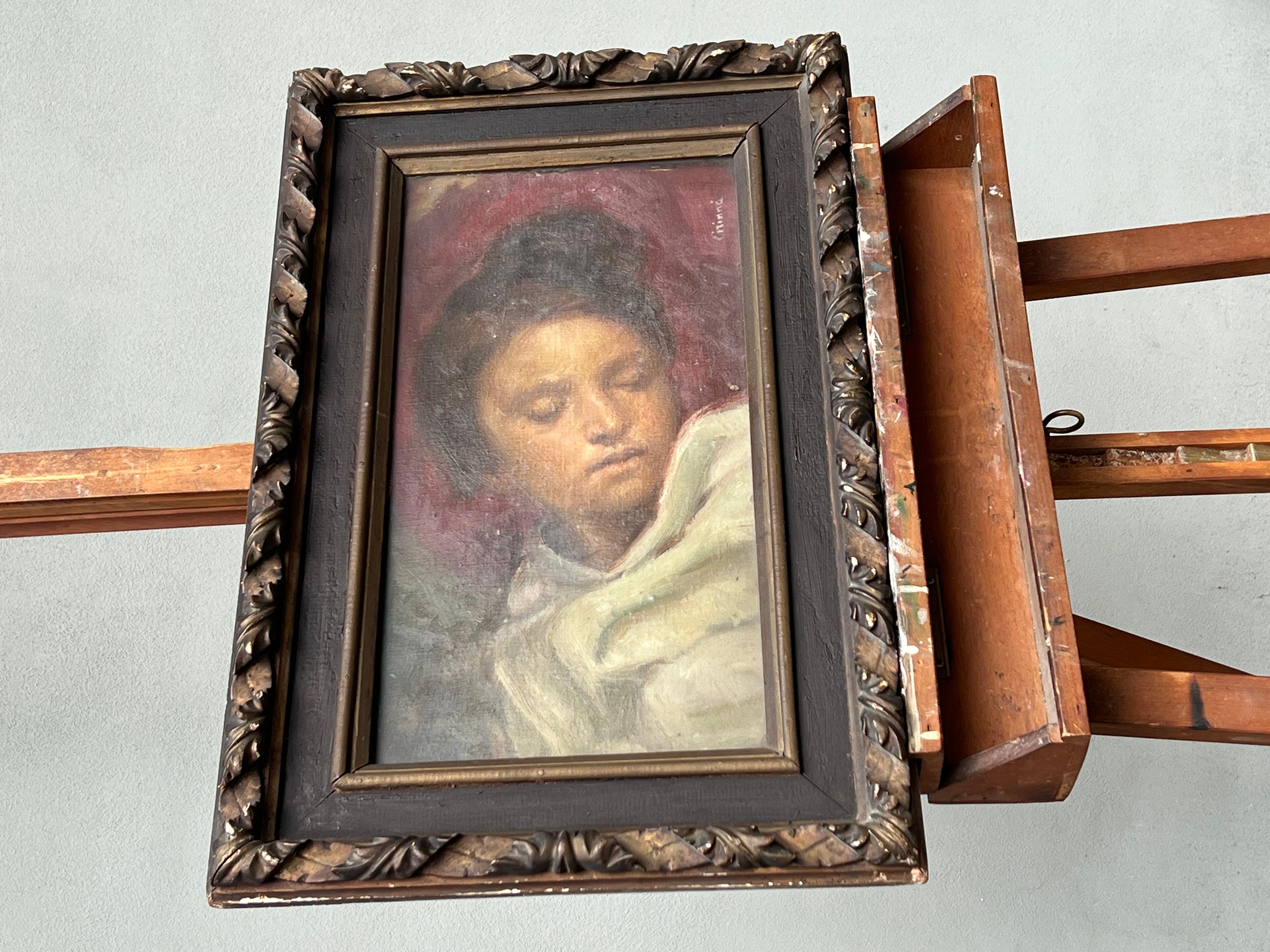 Dipinto Cirinna, Raffigurazione Di Fanciulla, Vintage, Firmato, Inizi xx S For Sale 4
