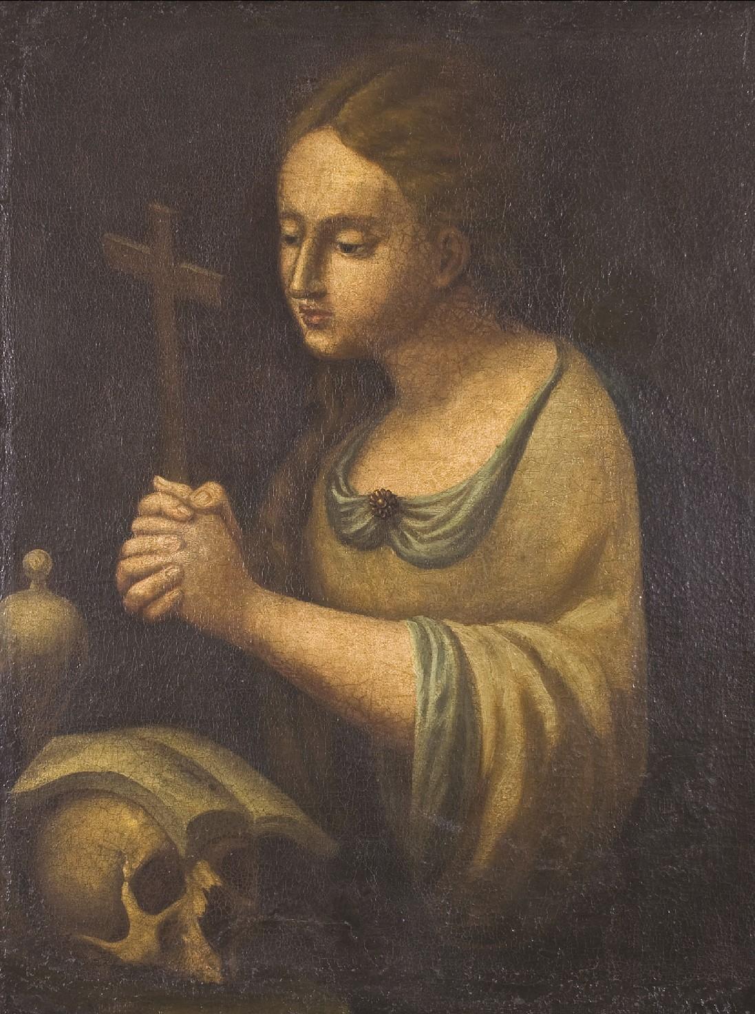 Dipinto del 1600 Maria Maddalena: Iconografia del XVII e XVIII secolo

Pittore del centro-sud Italia
XVII secolo - Maddalena Orante
Olio su tela cm 70 x 57

In questo dipinto del 1600 Santa Maria Maddalena è ritratta come una giovane donna dai
