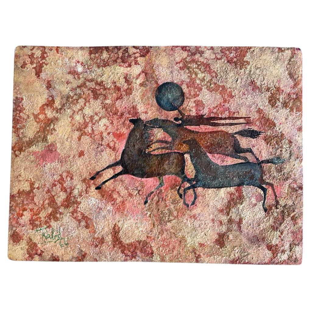 Gemälde von Khaled Al Rahal mit Pferden im Angebot