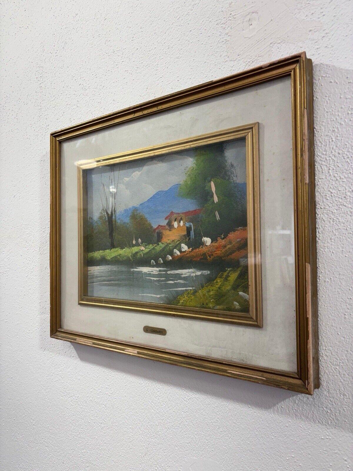 Pintura Giuseppe Lombardi Óleo sobre lienzo Paisaje Italian en venta