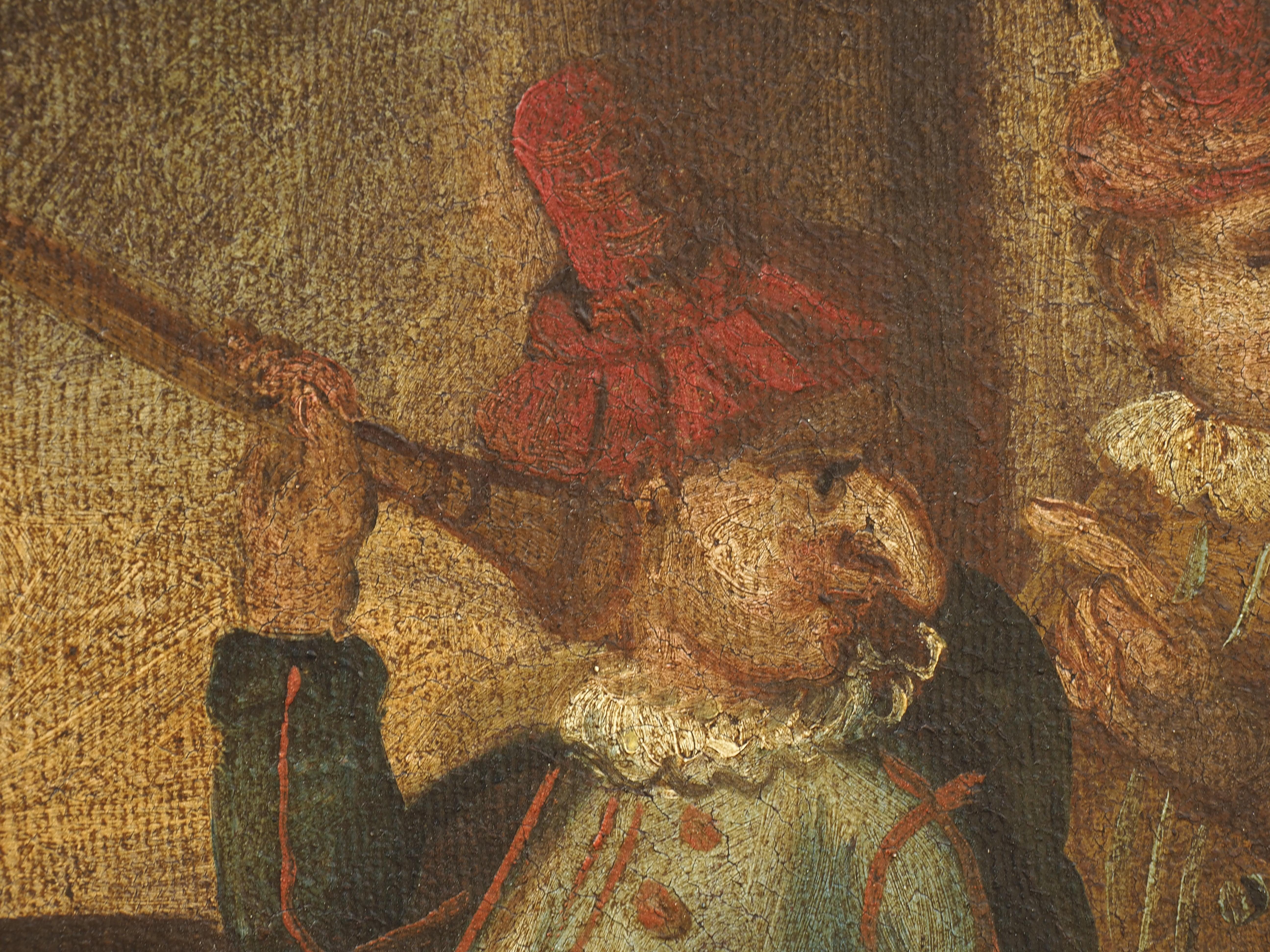 Late 18th Century Interior Painting with Carnival Scene, Marco Marcola (attr.) - 18th Century For Sale
