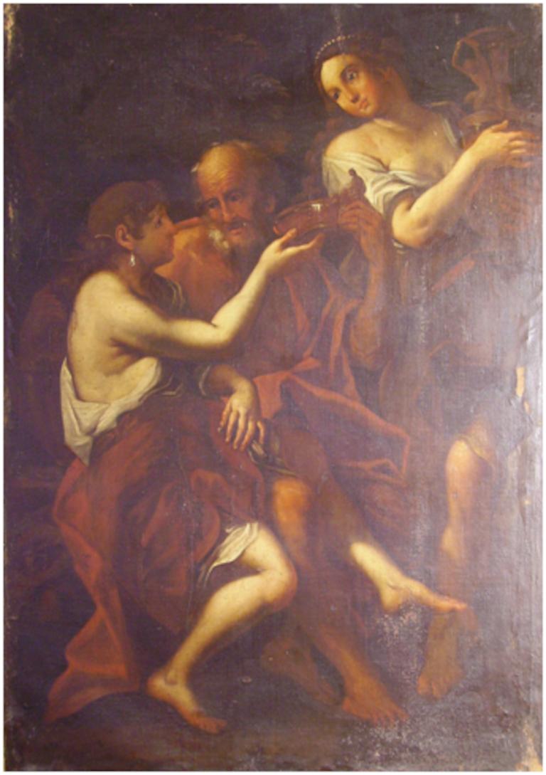 Lot und seine Töchter, EMILIAN SCHOOL
XVIII  jahrhundert
Öl auf Leinwand 175 x 126 cm
 
Lot und seine Töchter ist eines der beliebtesten Themen der Maler des 17 
In diesem wertvollen Gemälde, das barocken Charakter hat, aber wahrscheinlich aus einer